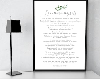 I Promise Myself | Christian Larson | Poem | Advice | Motivation | Inspiration | Print | Wall Art | Minimalist | Quote | INSTANT DOWNLOAD