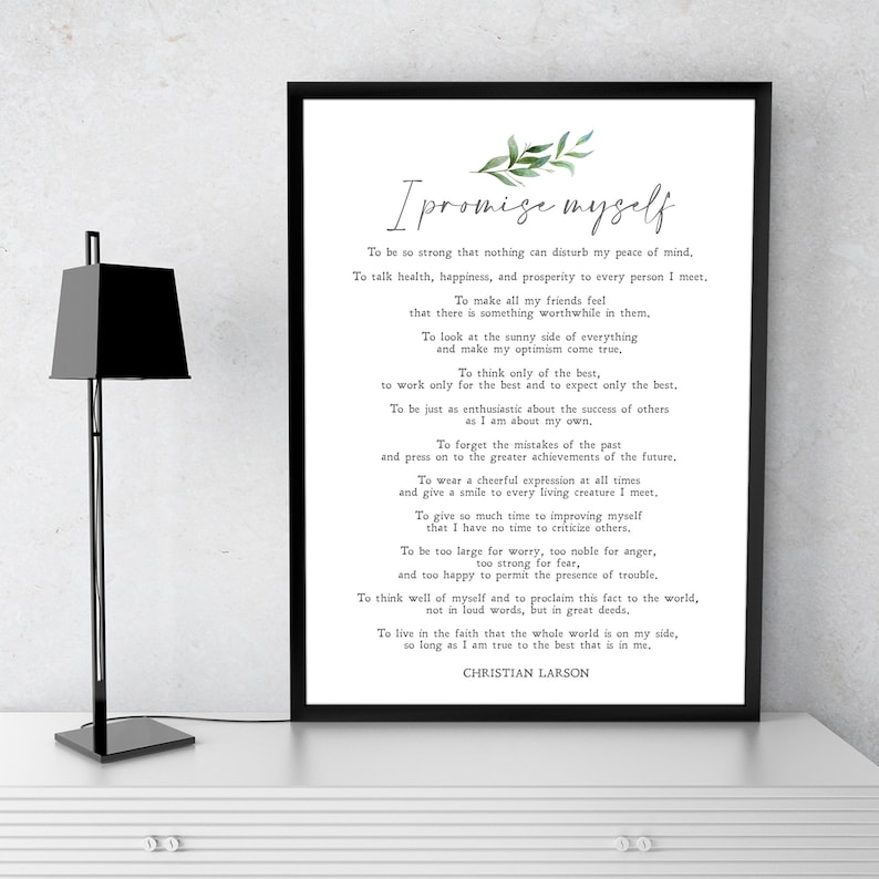 I Promise Myself Christian Larson Poem Advice | Etsy