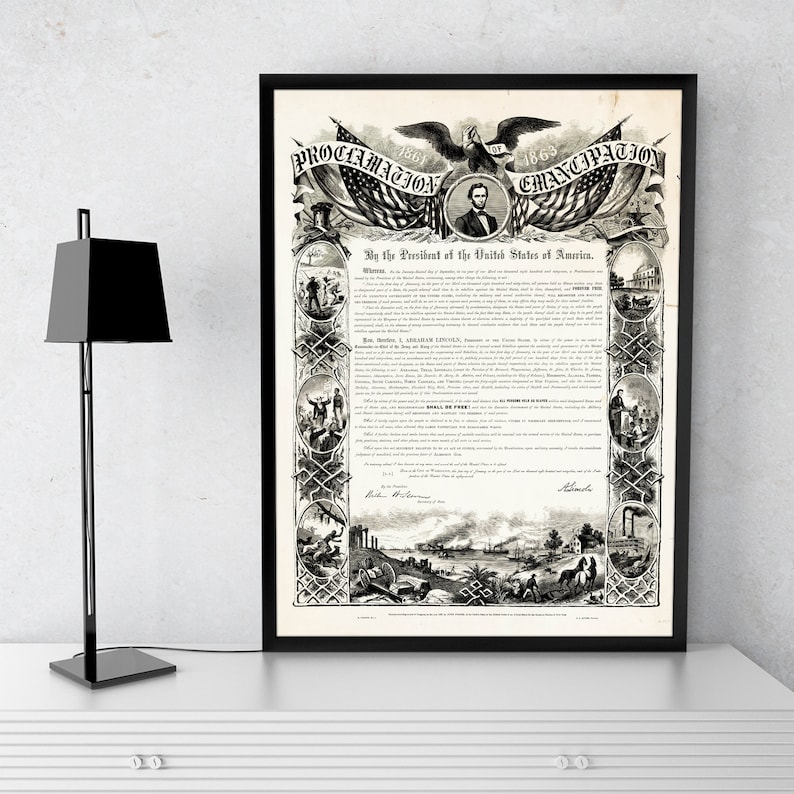 Frame For Proclamation Emancipation Proclamation V2 | Abraham Lincoln | Gift | US History ...