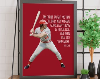 Pete Rose / Practica y luego practica un poco más / Motivación / Cincinnati Reds / Wall Art / Béisbol / MLB / Póster / DESCARGA INSTANTÁNEA