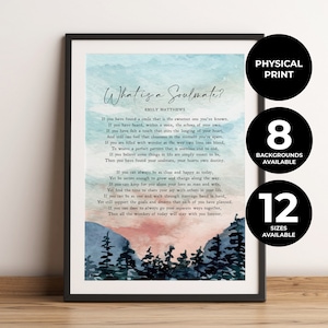 What is a Soulmate? | Emily Matthews | Love | Poem | Romantic Poetry | Gift | Watercolor | Wall Art | Quote | Physical Print | No Frame