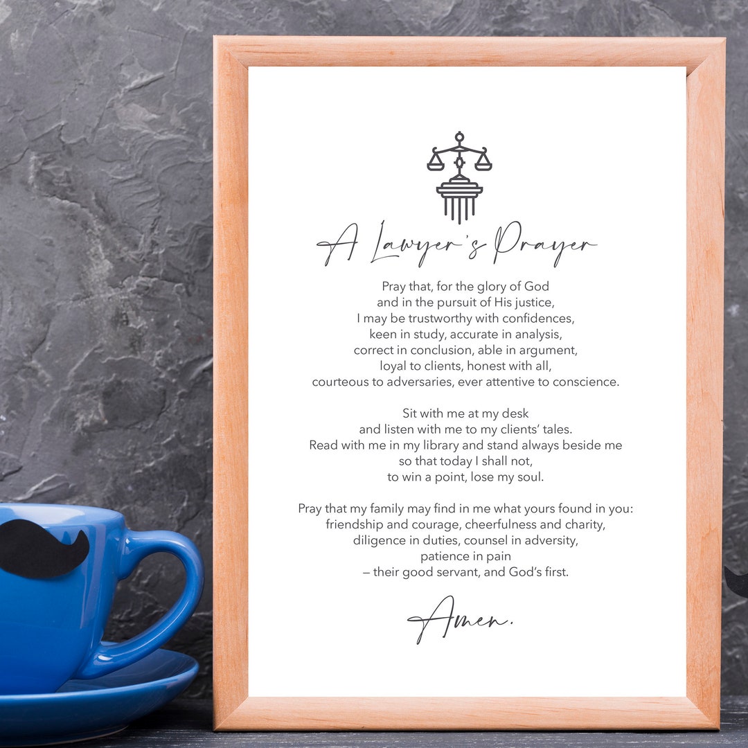 Lawyer's Prayer Lawyer Gift Inspiration Wall Art Christian Minimalist