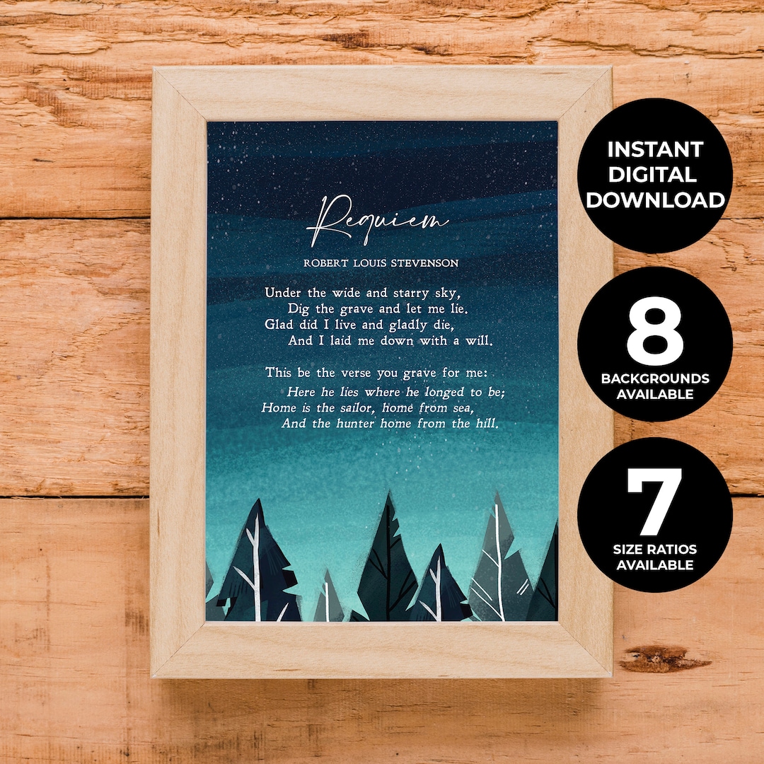 Requiem | Robert Louis Stevenson | Funeral Poem | Sympathy Gift | Death ...