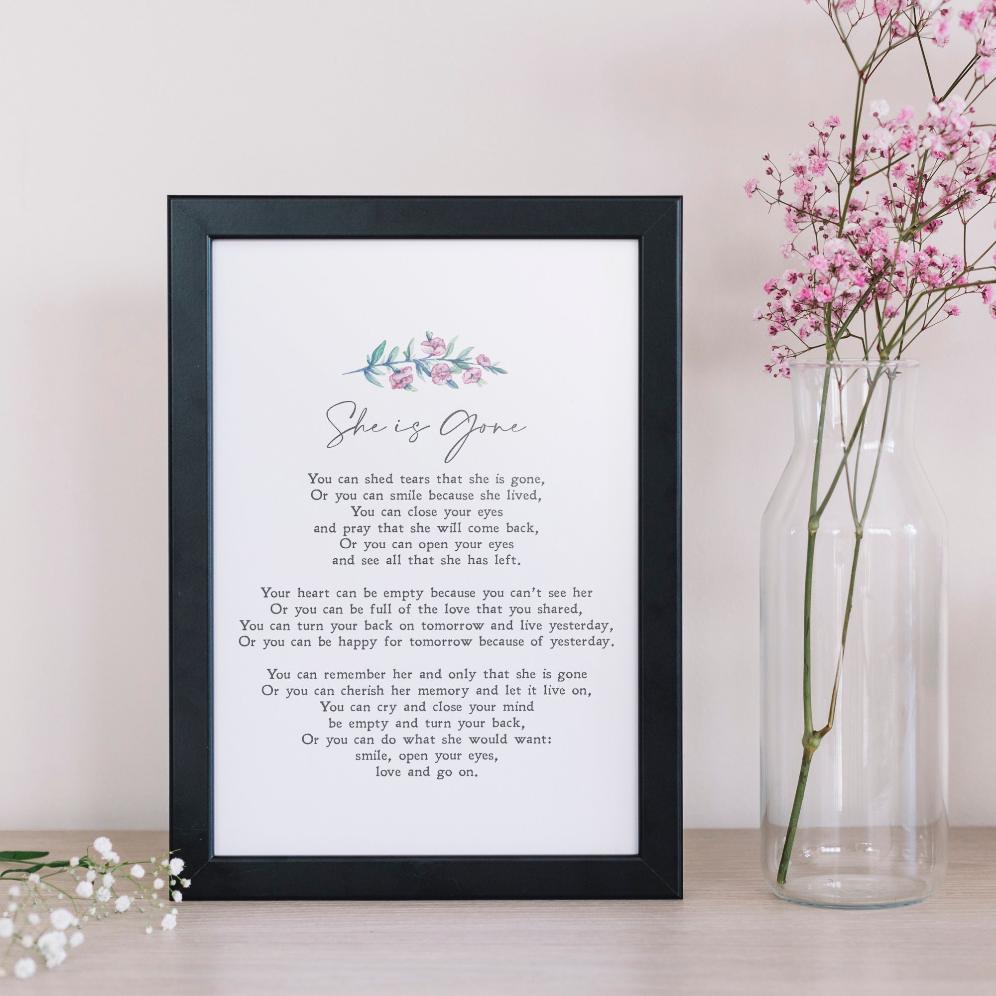 She is Gone David Harkins Poem Funeral Grief Etsy UK