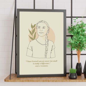 Cita de Greta Thunberg / Nunca demasiado pequeño para marcar la diferencia / Arte lineal / Activismo / Motivación / Arte mural / Póster / DESCARGA INSTANTÁNEA