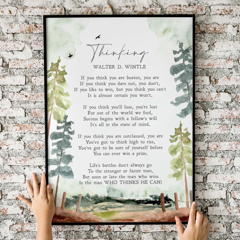Thinking Walter D Wintle Poem Thinking Poem Inspiring Etsy