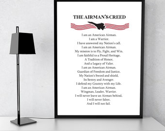 Airman's Creed | US Air Force | Airman's Gift | American Soldier | Army | Wall Art | Minimalist | Print | Armed Forces | INSTANT DOWNLOAD