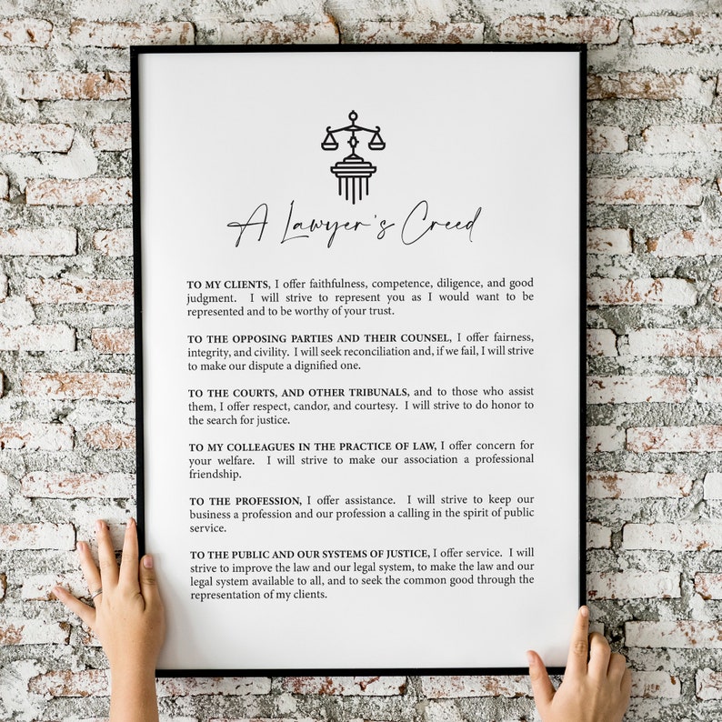 A Lawyer's Creed Lawyer Gift Inspiration Wall Art Etsy