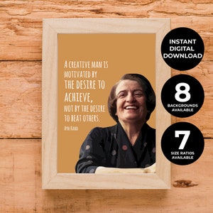 Ayn Rand | O desejo de alcançar | Artista | Heróis | Citação | Feminista | Inspiração | Imprimir | Arte de parede | Pôster | DOWNLOAD INSTANTÂNEO