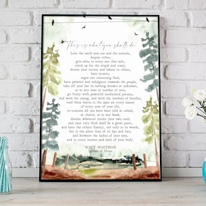 Leaves of Grass | Walt Whitman | Poem | American Literature | Life Advice | Print | Wall Art | Minimalist | Quote | INSTANT DOWNLOAD