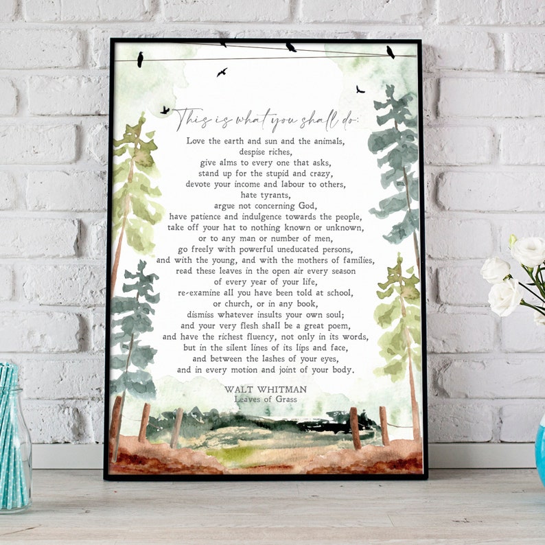 Leaves of Grass Walt Whitman Poem American Literature Etsy