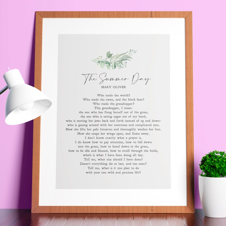 The Summer Day Mary Oliver Poem Nature Motivation | Etsy