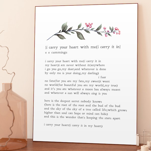 I Carry Your Heart Wall Art - Etsy