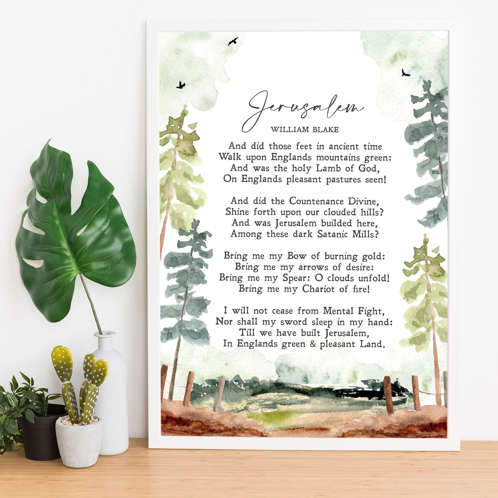 Jerusalem William Blake Poem Life Watercolor Reality Poverty Print Wall Art Quote INSTANT