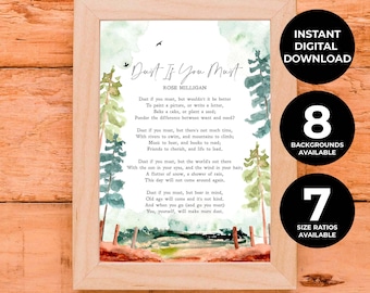 Dust If You Must | Rose Milligan | Poem | Nature | Living Life | Quote | Inspiration | Print | Wall Art | INSTANT DOWNLOAD