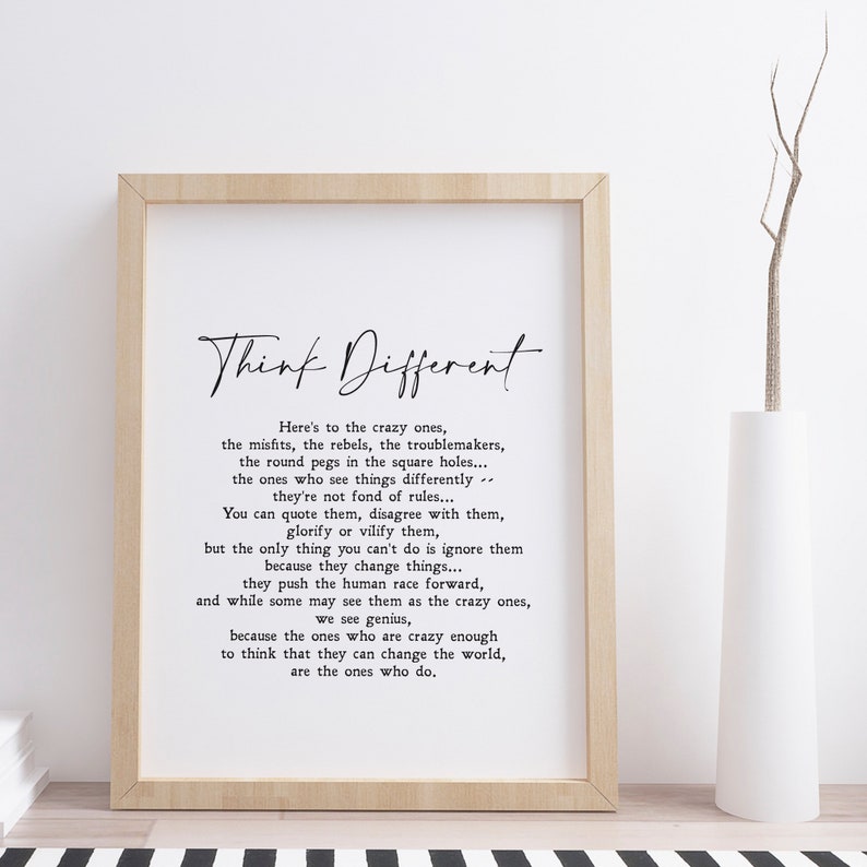 Steve Jobs Quote Think Different Apple Motivation Etsy Steve Jobs Quote Think Different Apple Motivation Etsy