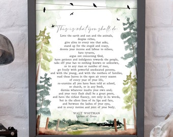 Leaves of Grass | Walt Whitman | Poem | American Literature | Life Advice | Wall Art | Minimalist | Quote | Physical Print No Frame Included