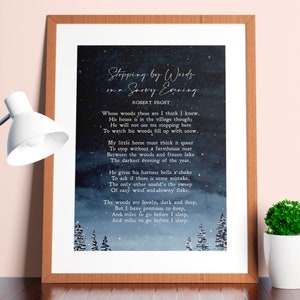 Stopping by Woods on a Snowy Evening | Robert Frost | Poem | Nature | Peaceful | Calm | Print | Wall Art | Minimalist | INSTANT DOWNLOAD