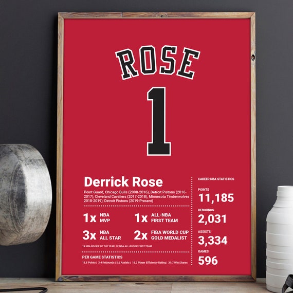 Derrick Rose Stats 1 Chicago Bulls Sports Career Etsy