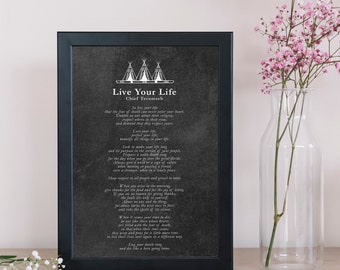 Live Your Life | Chief Tecumseh | Poem | Illustrated | Blackboard | Advice | Inspiration | Wall Art | Physical Print | No Frame Included