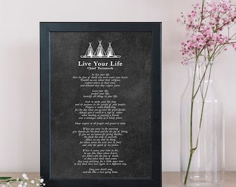 Live Your Life | Chief Tecumseh | Poem | Illustrated | Blackboard | Advice | Inspiration | Wall Art | Physical Print | No Frame Included