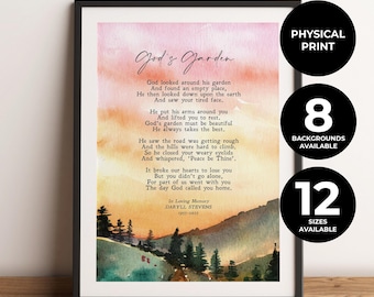 Impresión personalizada de poema funerario, regalo de duelo, oración para cartel de velatorio, Jardín de Dios personalizado, Dorothy Gurney, impresión física, sin marco.