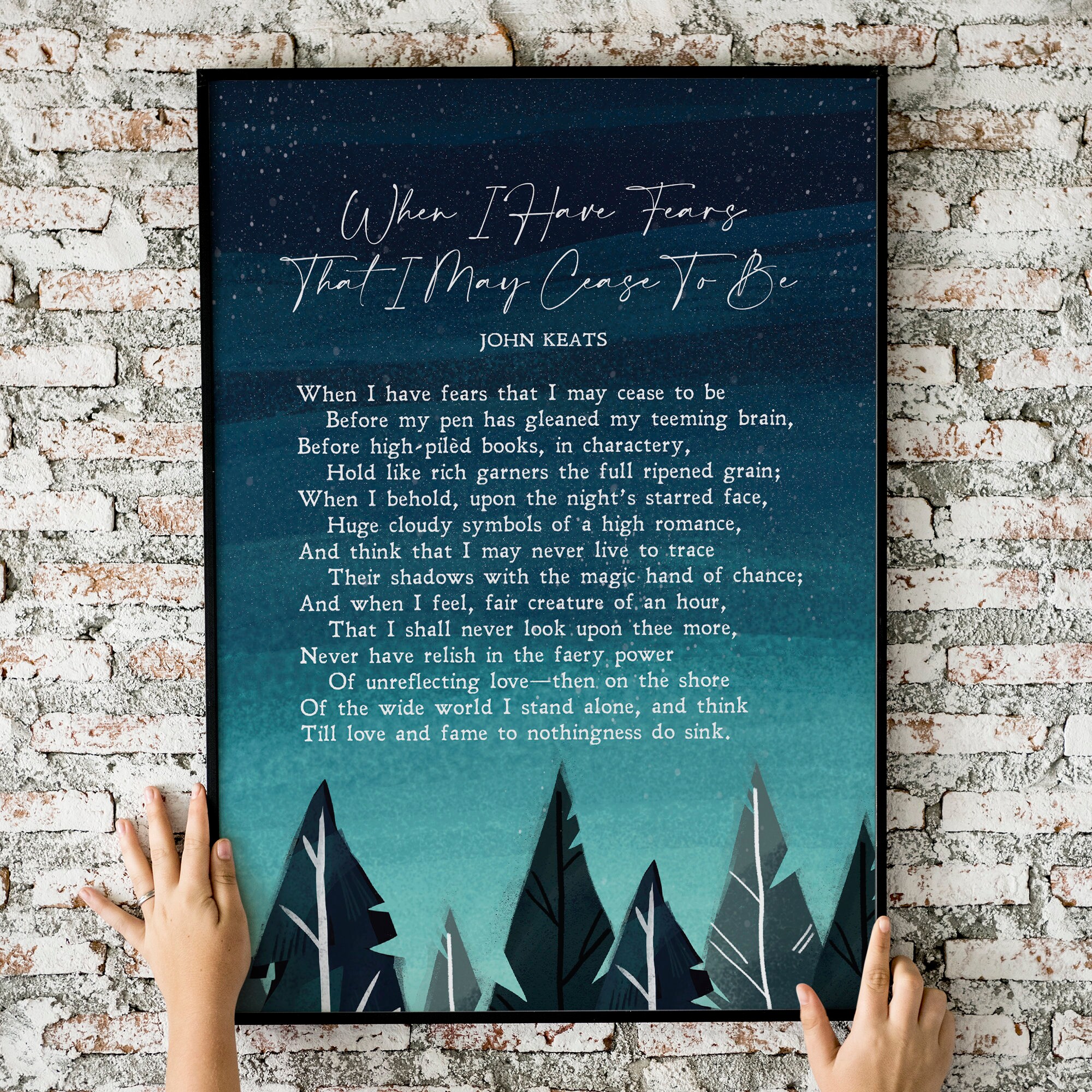 When I Have Fears John Keats Funeral Poem Sympathy Gift Etsy