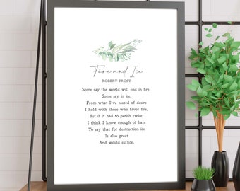 Fire And Ice Poem Print Etsy