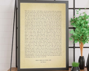 Only Once in Your Life | Bob Marley | Celebrate Love | Wedding Vows | Print | Wall Art | Minimalist | Quote | INSTANT DOWNLOAD