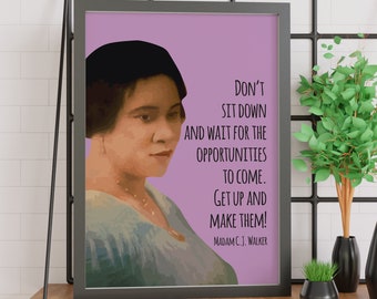 Madam C.J. Walker | Aufstehen und | Sheroes | Zitat | Feminismus | Gleichheit | Inspiration | Druck | Poster | SOFORT DOWNLOAD