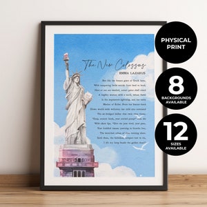 Emma Lazarus | The New Colossus | Poem | Statue of Liberty | Lady Liberty | Freedom | Physical Print | No Frame Included