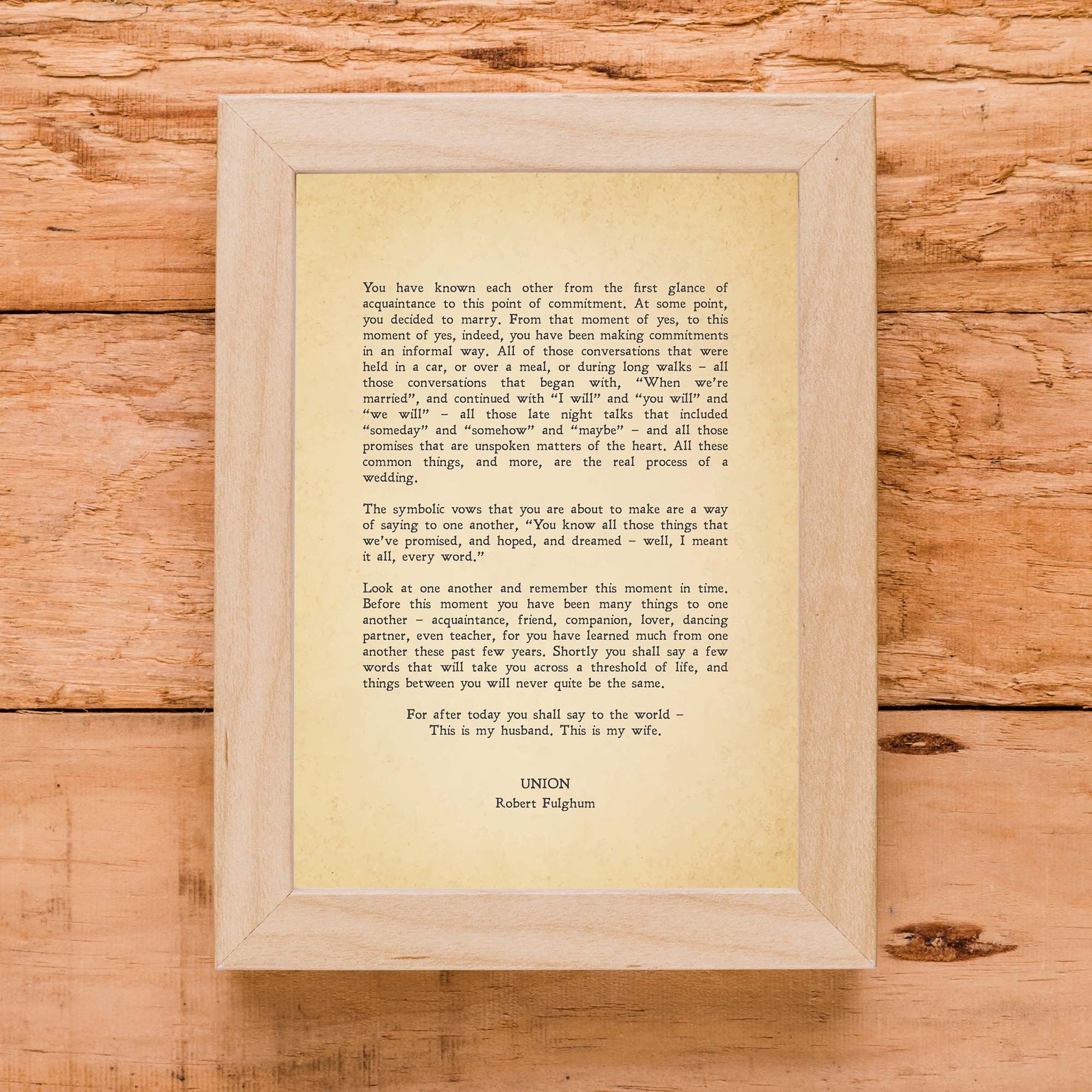 Union | Robert Fulghum | Poem | Wedding Ceremony | Celebrate Love ...