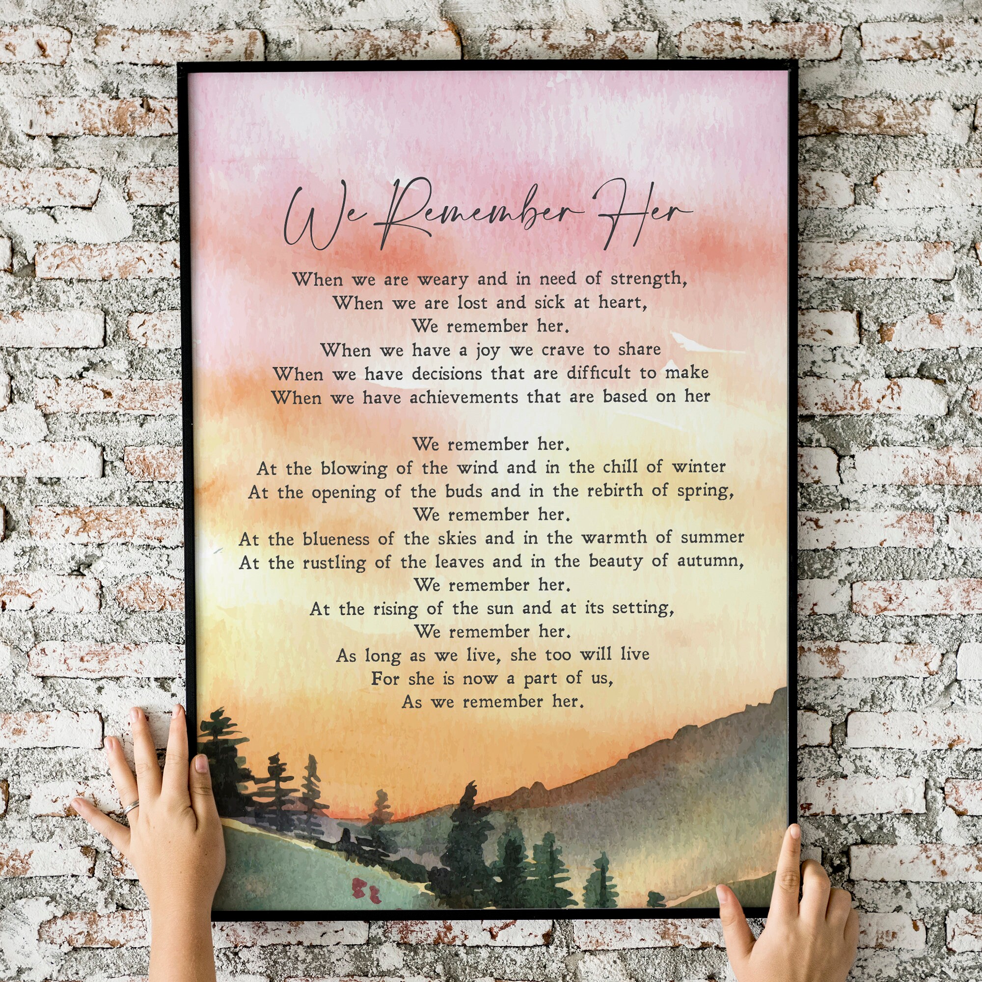 We Remember Her Poem Funeral Poem Sympathy Gift Etsy Canada