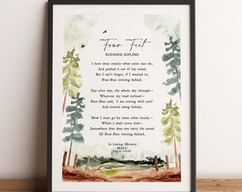 Four Feet | PERSONALIZED Dog Memorial Poem | Rudyard Kipling | Eulogy | Pet | Grief | Mourning | Wall Art | Physical Print | No Frame
