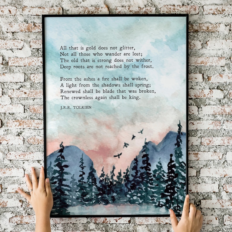 Tolkien Quote Not All Those Who Wander Are Lost Poem the Etsy UK
