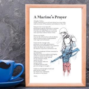 A Marine&#39;s Prayer | US Marine Corps | Marine&#39;s Gift | American Soldier | Army | Wall Art | Minimalist | Print | Religious | INSTANT DOWNLOAD