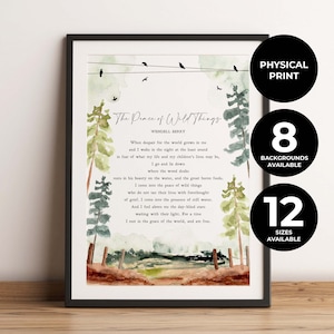 The Peace of Wild Things v2| Wendell Berry | Poem | Hope | Comfort | Inspiration | Wall Art | Watercolor | Quote | Physical Print | No Frame