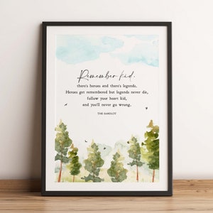 The Sandlot Quote / Remember Kid / Babe Ruth / Béisbol / Inspiración / Arte mural / Minimalista / Cita / Impresión física / Sin marco incluido