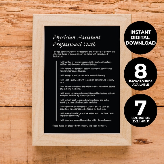 Physician Assistant Oath Personalized Customized PA Gift Etsy
