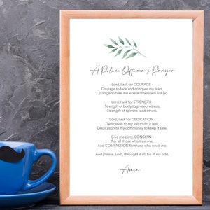 Police Officer&#39;s Prayer | Policeman Gift | Christian | Wall Art | Minimalist | Print | Fathers Day Gift | Frontliner | INSTANT DOWNLOAD