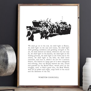 We Shall Fight On The Beaches | Winston Churchill | Military Gift | Quotes | Veterans | World War II | Wall Art | Print | INSTANT DOWNLOAD