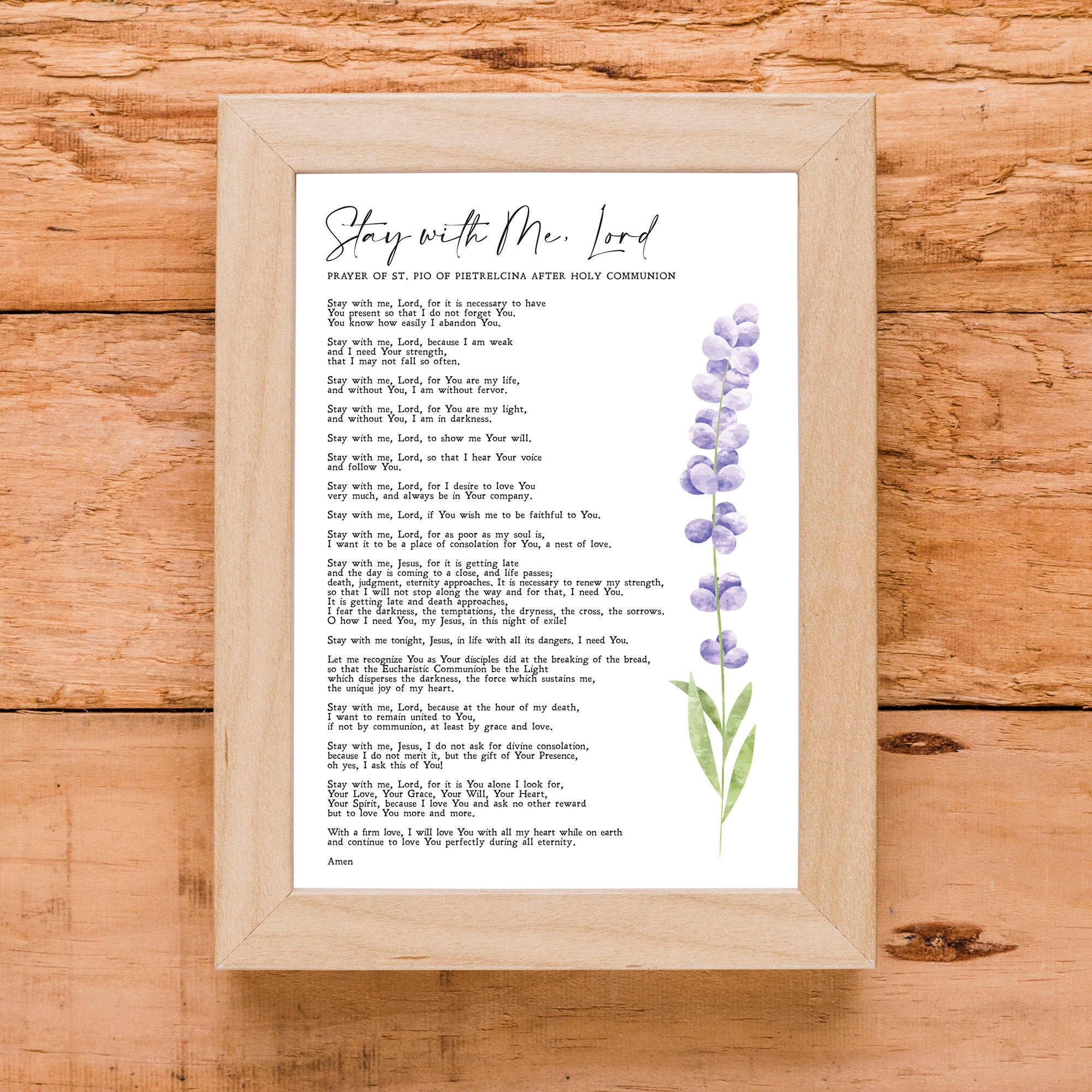 Padre Pio Prayer Stay With Me, Lord | Religious | Christian | Wall Art | Catholic | Pray | Print | Gift | Bible | INSTANT DOWNLOAD