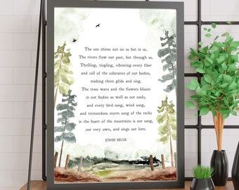 John Muir / The Sun Shines / Naturaleza / Inspiración / Montañas / Ríos / Print / Wall Art / Minimalista / Cita / DESCARGA INSTANTÁNEA