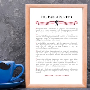 The Ranger Creed | US Army | Gift | Special Forces | American Soldier | Armed Forces | Wall Art | Minimalist | Print | INSTANT DOWNLOAD
