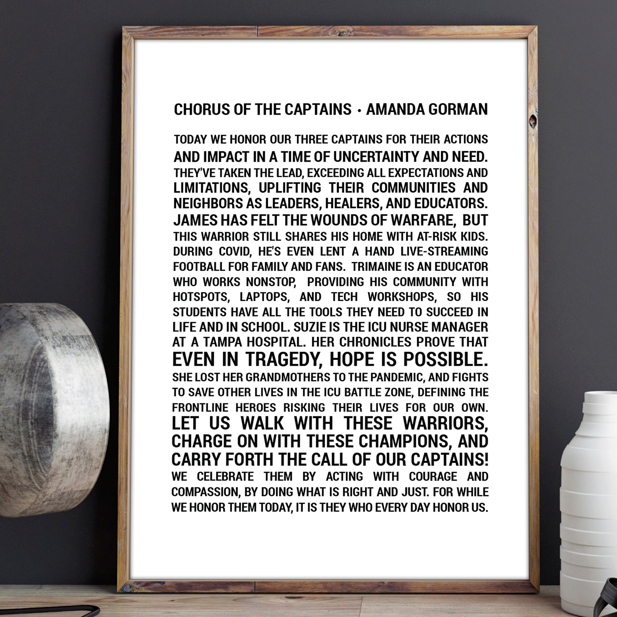 Amanda Gorman Poem Chorus of the Captains v2 Super Bowl Etsy