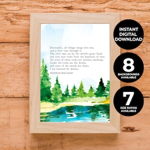 A River Runs Through It | Fishing Quote l Norman Maclean | Book | Water | Forest | Boat Print | Wall Art | Painting | INSTANT DOWNLOAD