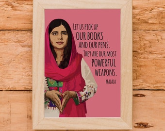 Malala Yousafzai Quote | Our Most Powerful Weapons | Sheroes | Feminism | Motivation | Print | Wall Art | Poster | INSTANT DOWNLOAD