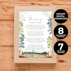 Thinking | Walter D Wintle | Poem | Thinking Poem | Inspiring | Success | Will | Print | Wall Art | INSTANT DOWNLOAD