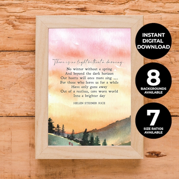 There Is No Light Without Dawning | Helen Steiner Rice | Funeral Poem | Sympathy Gift | Bereavement | Death | Grieving | INSTANT DOWNLOAD