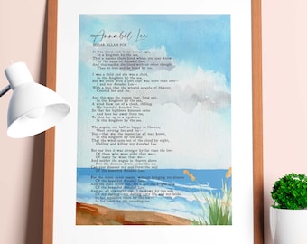Annabel Lee / Edgar Allan Poe / Poema / Americano / Gótico / Inspiración / Grabado / Arte mural / Minimalista / Cita / Impresión física / Sin marco